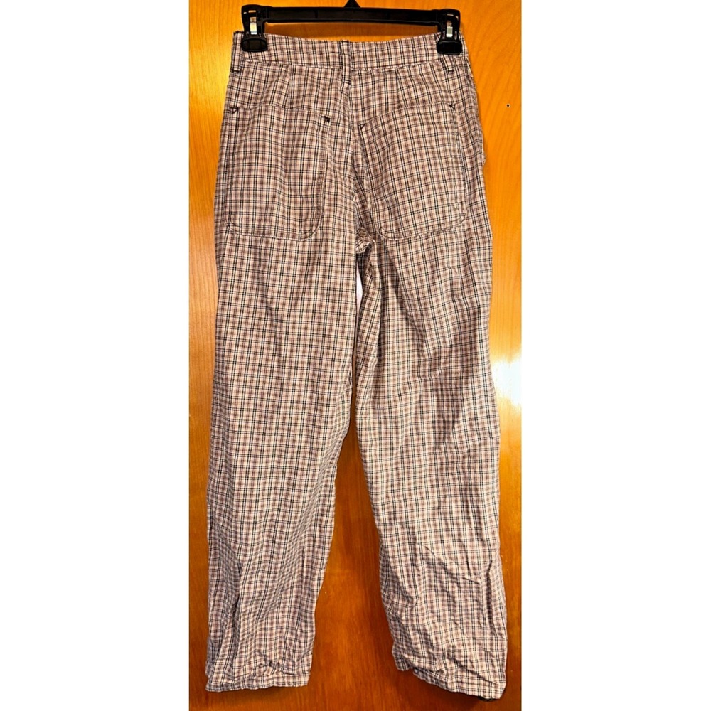 ASOS Design Womens Petite Brown Gingham High Waisted Wide Leg Pants Size 0 - Picture 2 of 5